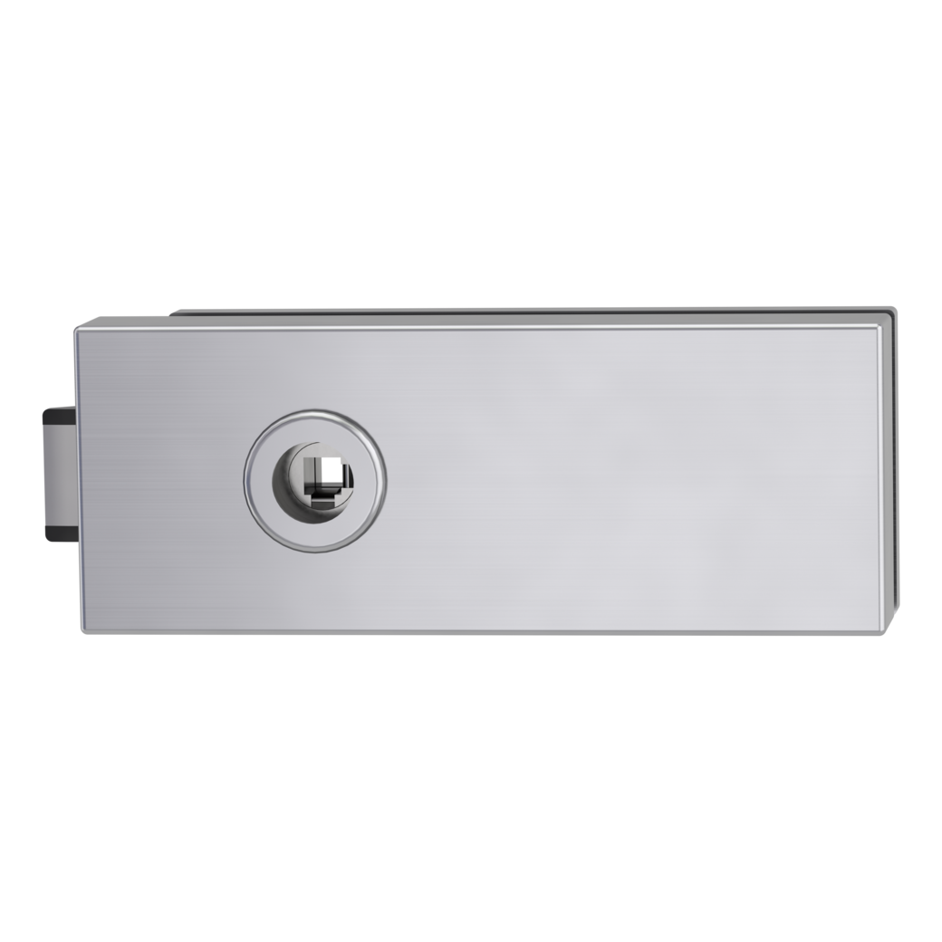 Glass door lock FABRICO unlockable L/R silent brushed steel look