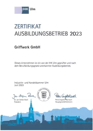 Griffwerk ist zertifizierter Ausbildungsbetrieb 2023