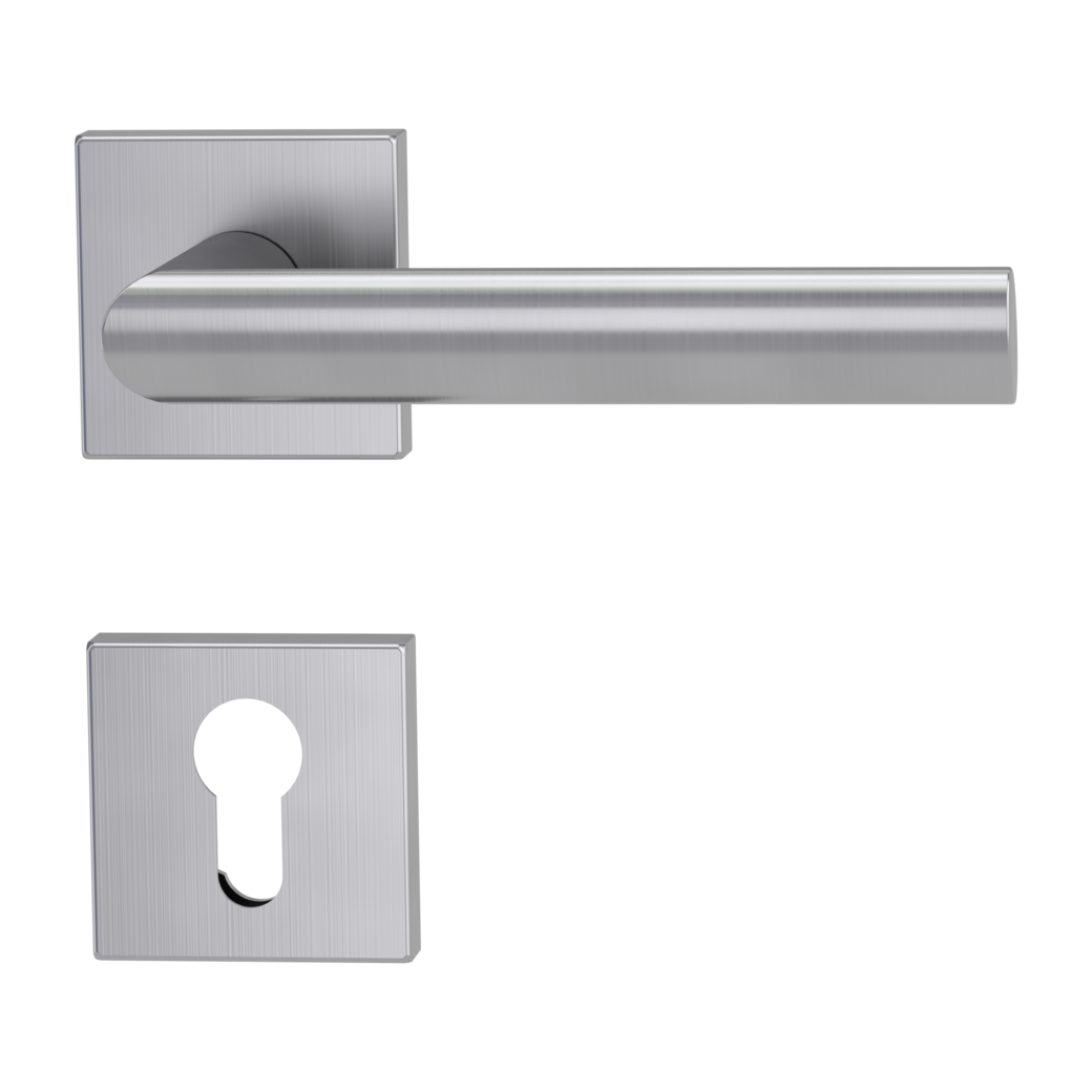 door handle set OVIDA QUATTRO clip on cl3 rose set square euro profile brushed steel