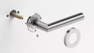 Screw-on techniquefor door handles means a high-quality stainless steel screw rosette, invisible screw connection as well as a substructure made of stainless steel