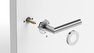 Screw-on techniquefor door handles means a high-quality stainless steel screw rosette, invisible screw connection as well as a substructure made of stainless steel