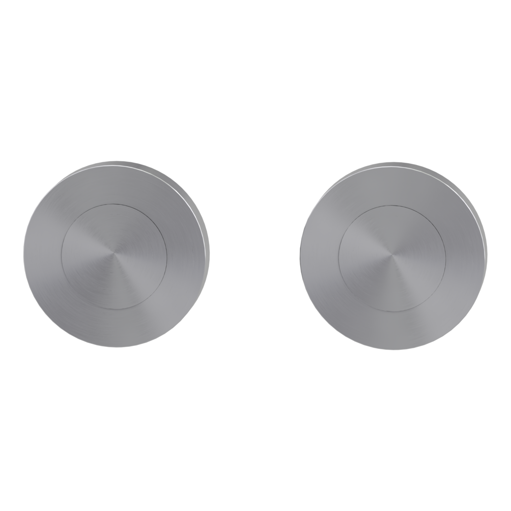 Pair of escutcheons round blank escutcheon Screw-on system satin stainless steel