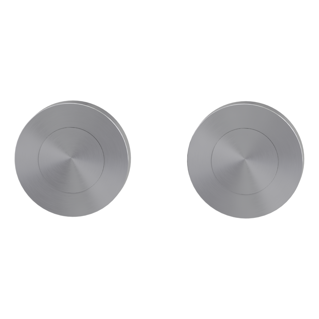 keyhole rose pair round blank female/male screw on brushed steel