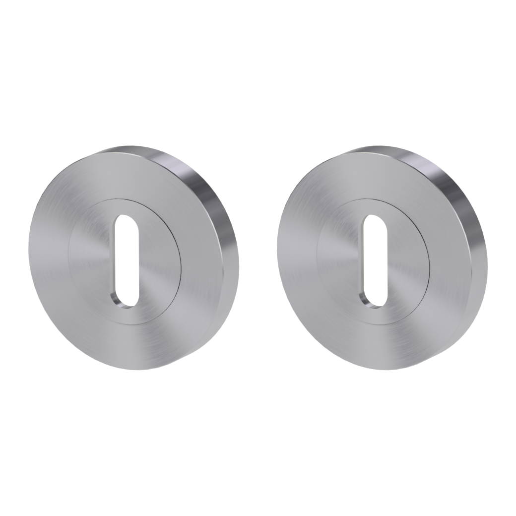 Pair of escutcheons round cipher bit Screw-on system satin stainless steel