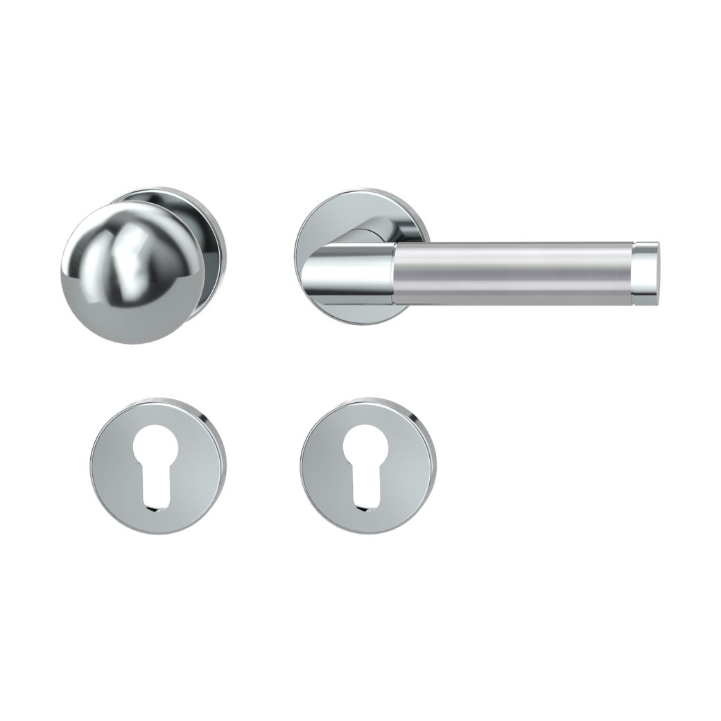 knob handle rose set CHRISTINA clip on cl3 rose set round knob R4 polished/brushed steel R