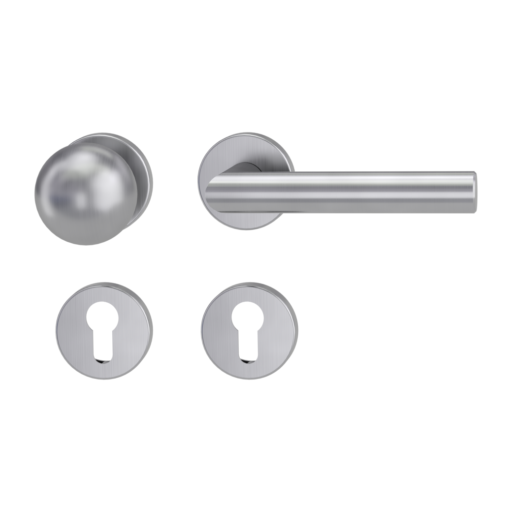 LUCIA alternate set Clip-on system GK3 round escutcheons Knob R4 satin stainless steel R