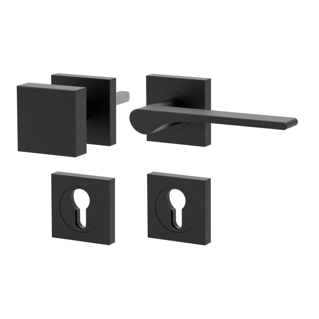 LEAF LIGHT alternate set Screw-on sys.GK4 straight-edged escut. Knob SQUARE 34-45mm graphite black R