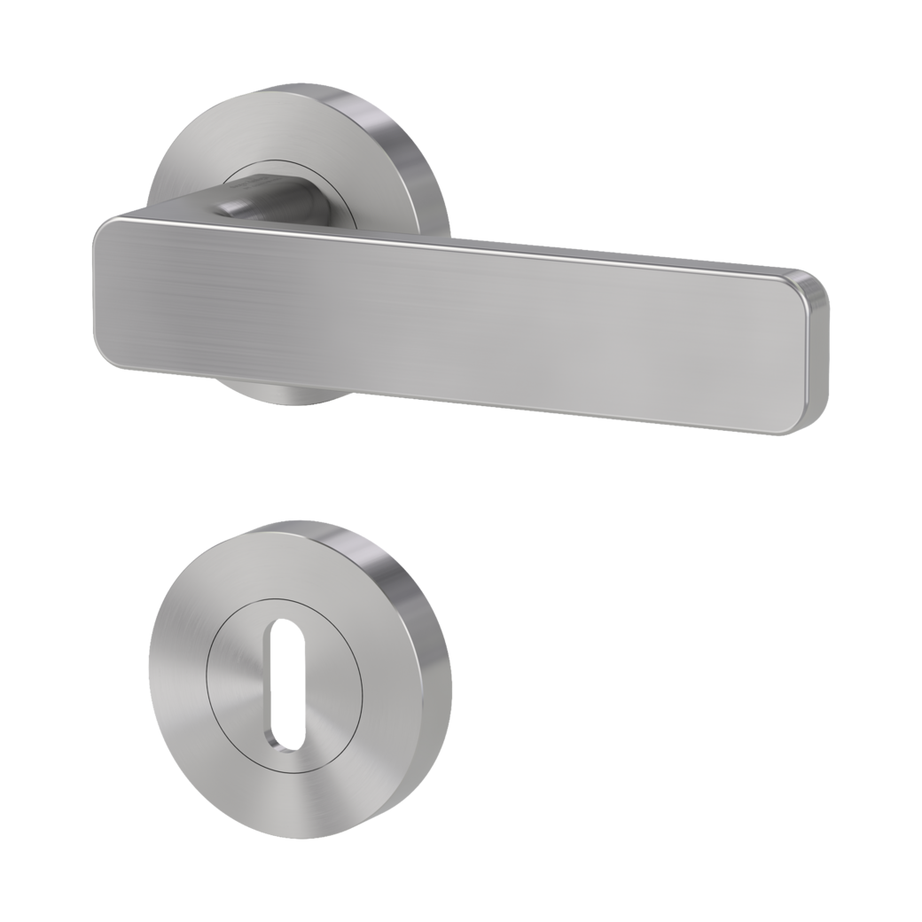 door handle set MINIMAL MODERN screw on cl4 rose set round mortice lock velvety grey