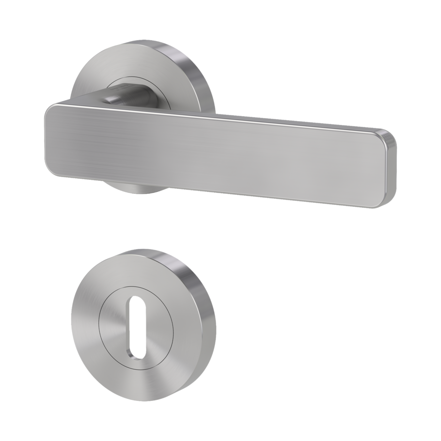 door handle set MINIMAL MODERN screw on cl4 rose set round mortice lock velvety grey