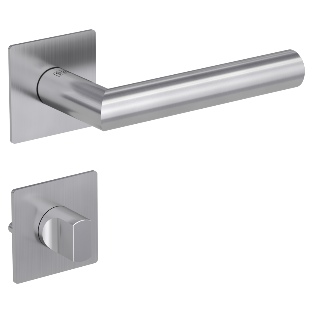 door handle set LUCIA PIATTA S QUATTRO flat rose rose set square wc brushed steel