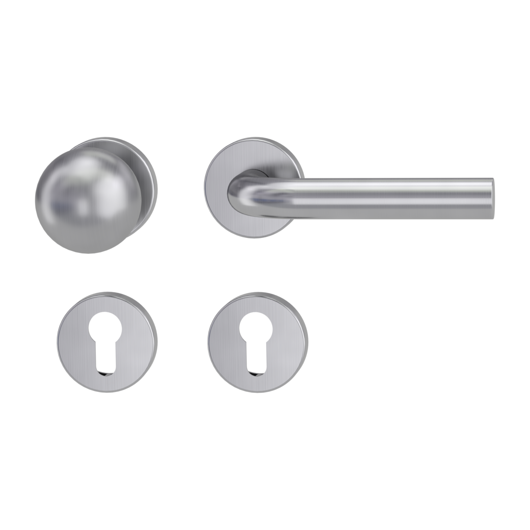 knob handle rose set DANIELA clip on cl3 rose set round knob R4 brushed steel R