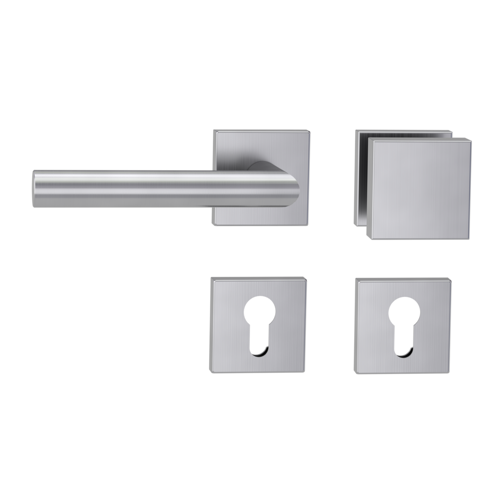 knob handle rose set LUCIA SQUARE clip on cl3 rose set square knob SQUARE brushed steel L