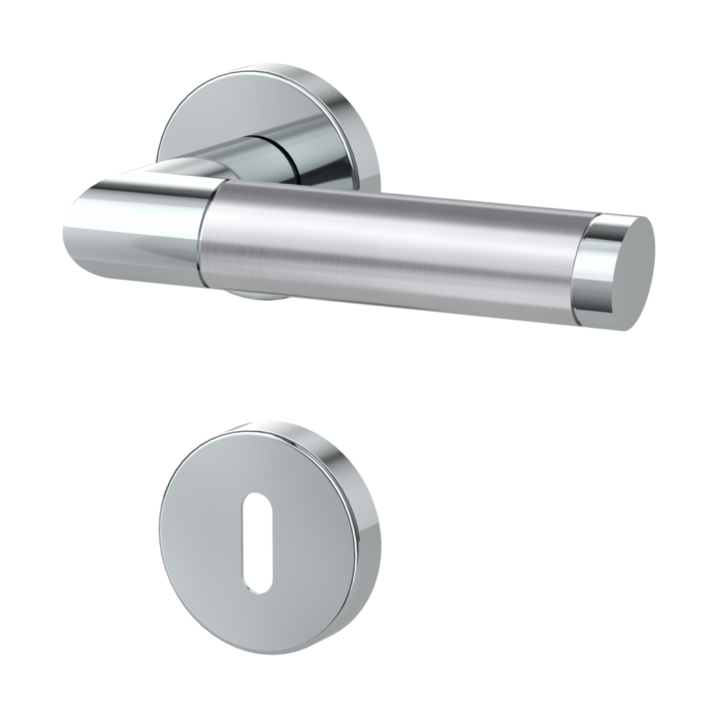 door handle set CHRISTINA clip on cl3 rose set round mortice lock polished/brushed steel