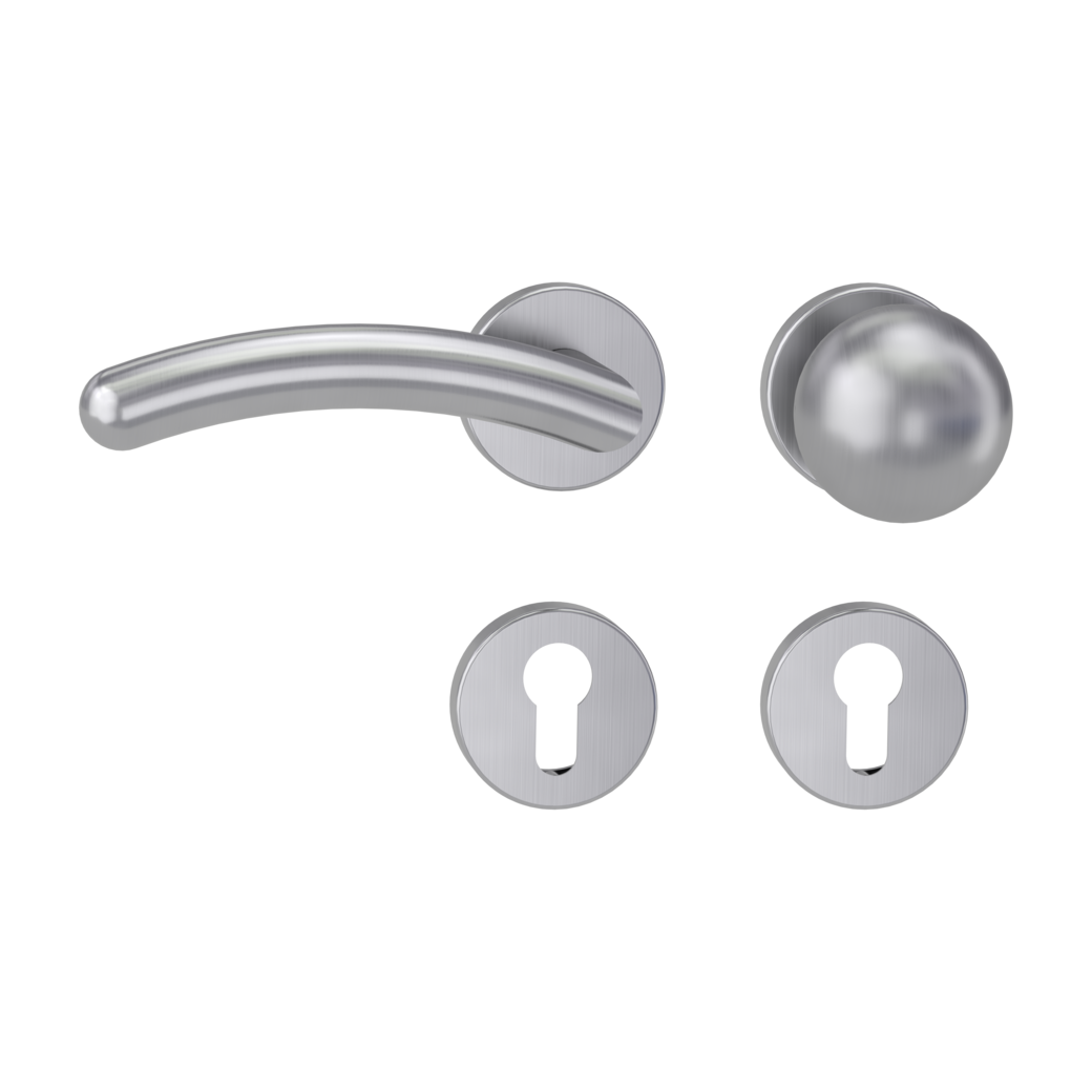 knob handle rose set SAVIA clip on cl3 rose set round knob R4 brushed steel L