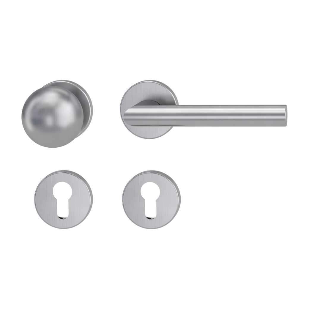 knob handle rose set VIVIA clip on cl3 rose set round knob R4 brushed steel R