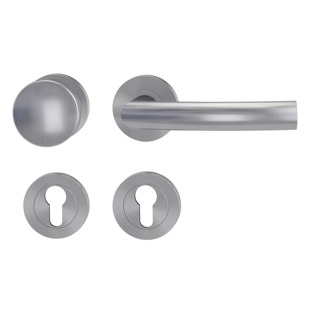 knob handle rose set LORITA PROF screw on FP rose set round knob R2 38-50mm brushed steel R