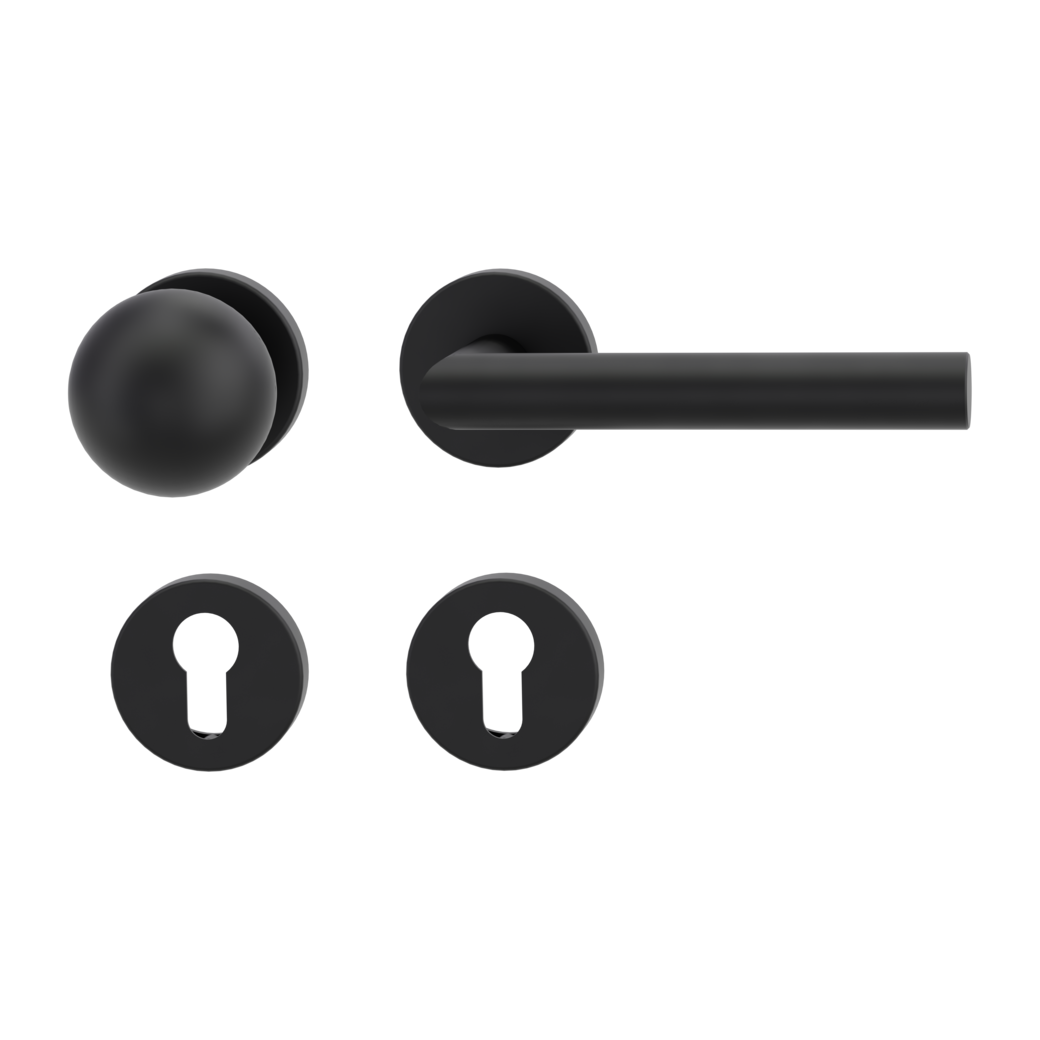 LUCIA alternate set Clip-on system GK3 round escutcheons Knob R4 graphite black R