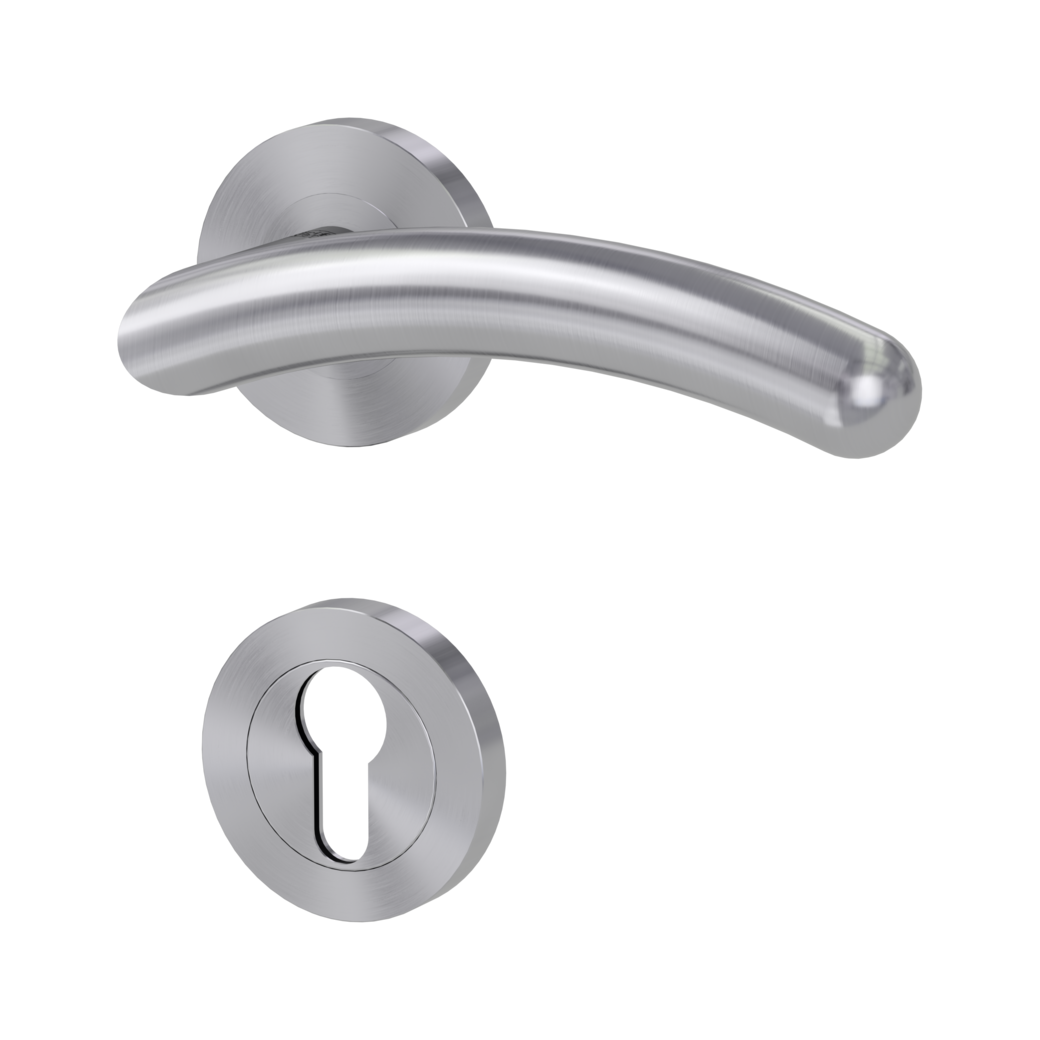 door handle set SAVIA PROF screw on cl3 rose set round euro profile brushed steel