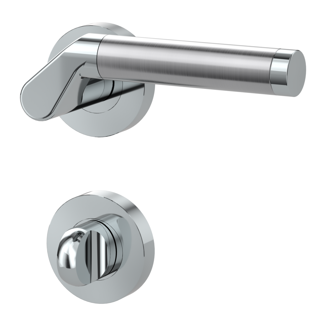 door handle set CORINNA screw on cl4 rose set round wc chrome/brushed steel