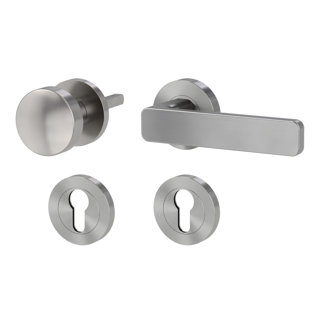 MINIMAL MODERN alternate set Screw-on system GK4 round escutcheons Knob R2 34-45mm velvet grey R