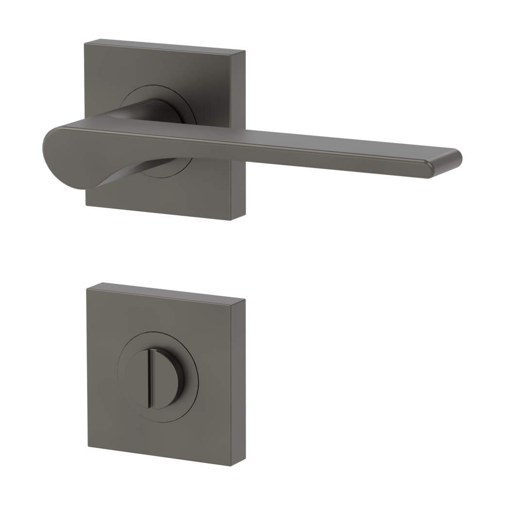 LEAF LIGHT door handle set Screw-on sys.GK4 straight-edged escut. WC cashmere grey