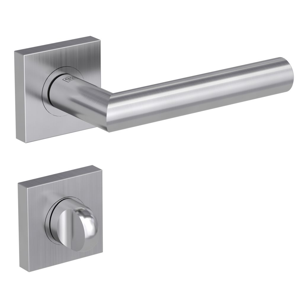 door handle set LUCIA PROF screw on cl3 rose set square wc red/white brushed steel