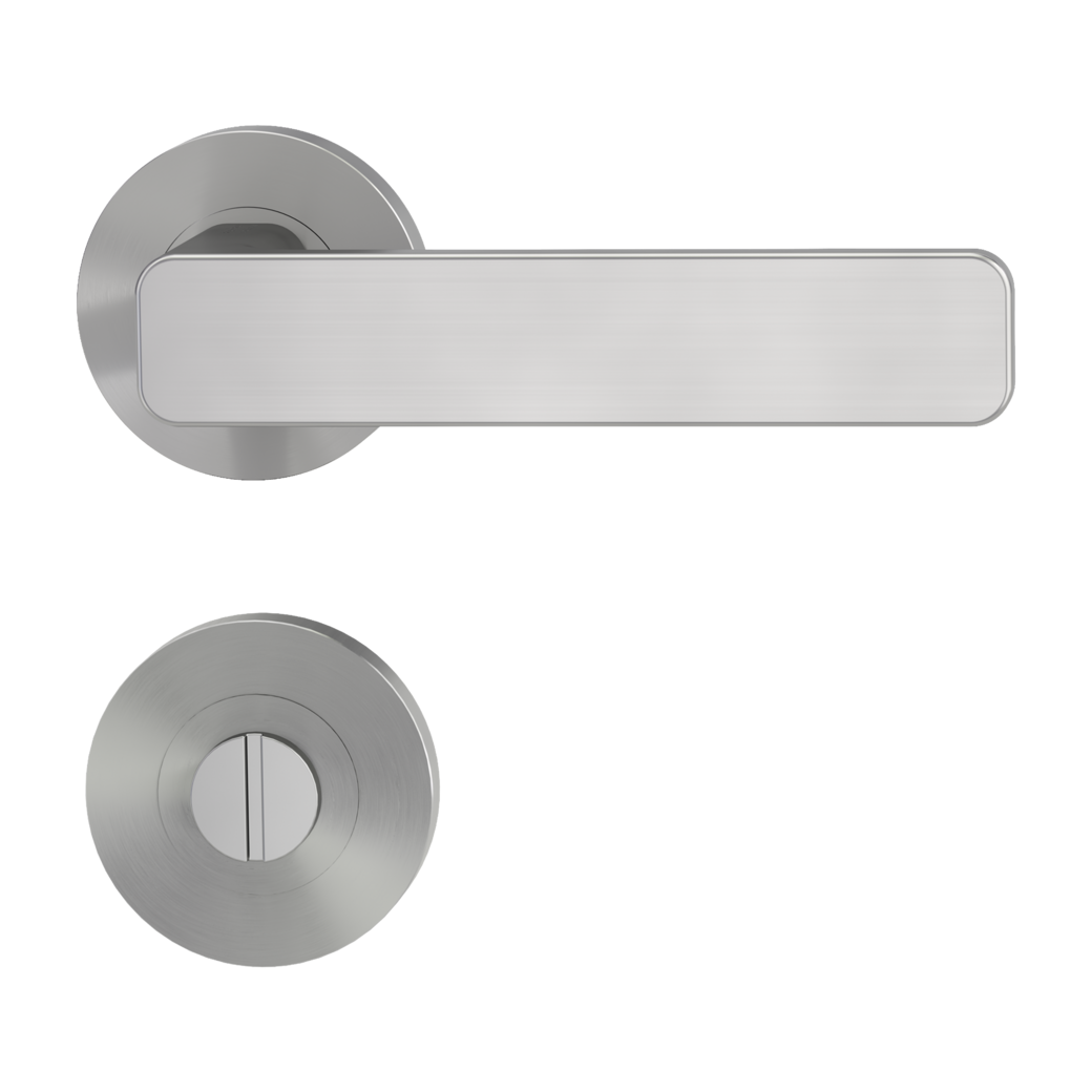 Gar.de poignée de porte MINIMAL MODERN Technique de vissage GK4 rosaces rondes WC gris satiné