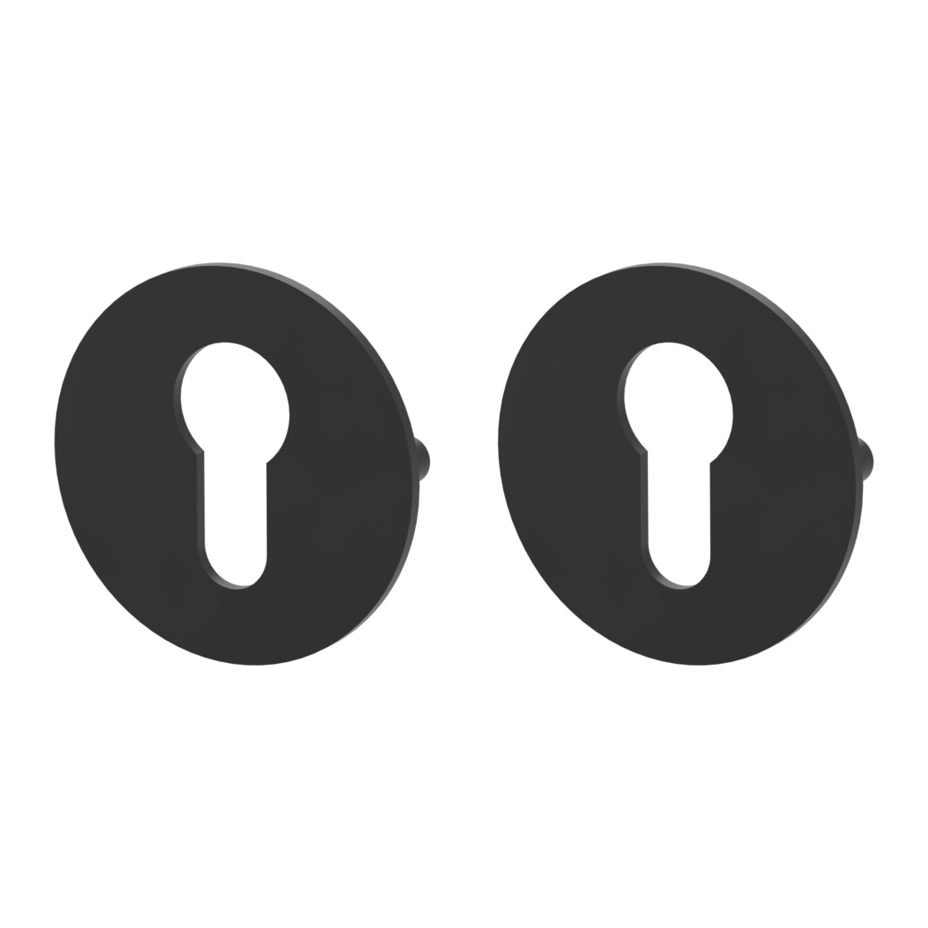 Pair of escutcheons round profile cylinder Flat escutcheon graphite black