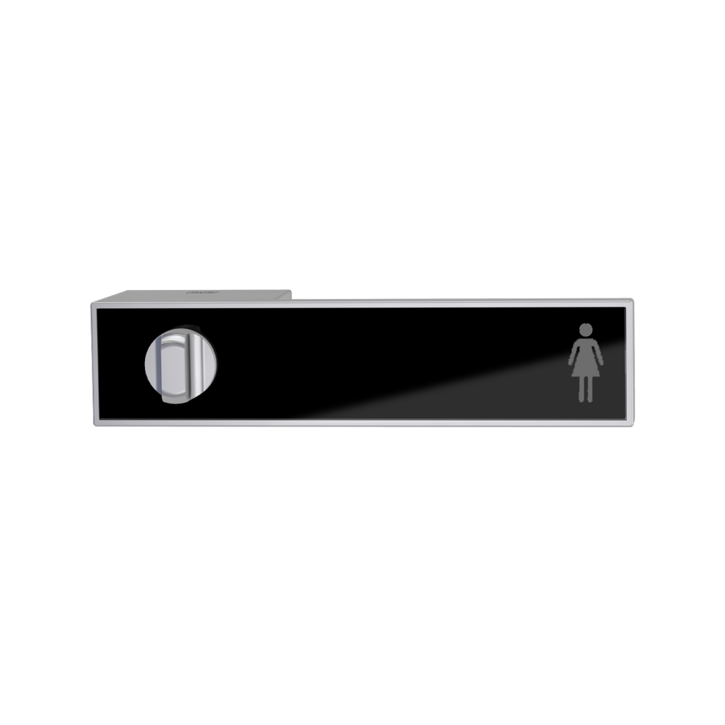 Door handle pair FRAME 1.0 velvety grey 38-45mm wc R with glass-inlay black glossy