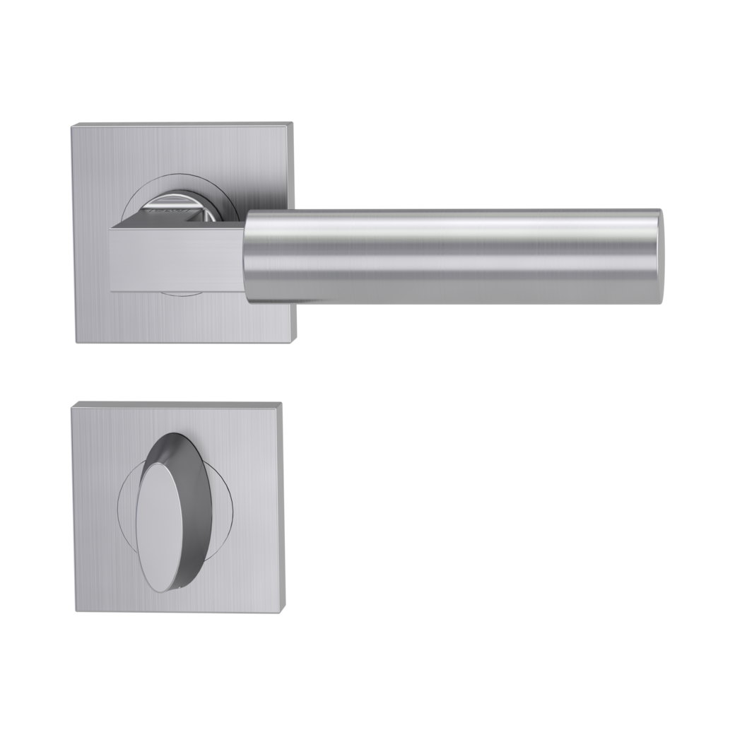 door handle set METRICO PROF screw on cl4 rose set square wc brushed steel