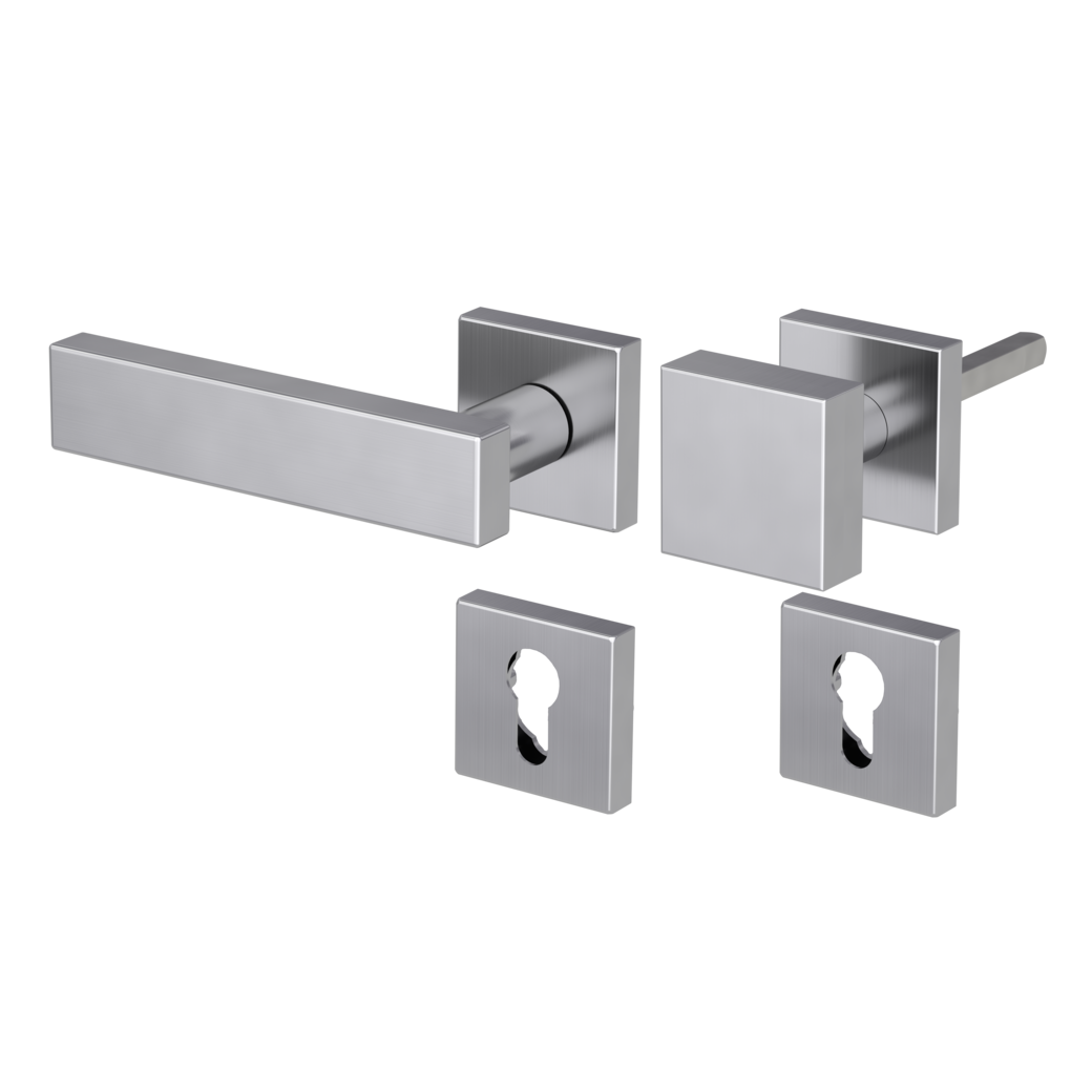 knob handle rose set CARLA clip on cl3 rose set square knob SQUARE brushed steel L