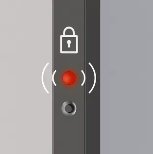 Batteriestand wird gemeldet - PLANEO smart2lock LEDs an der Griffstange und oben in der Schiene geben ein Blinksignal bei niedrigem Batteriestand. Ab dann kann die Verriegelung noch 50 mal betätigt werden.