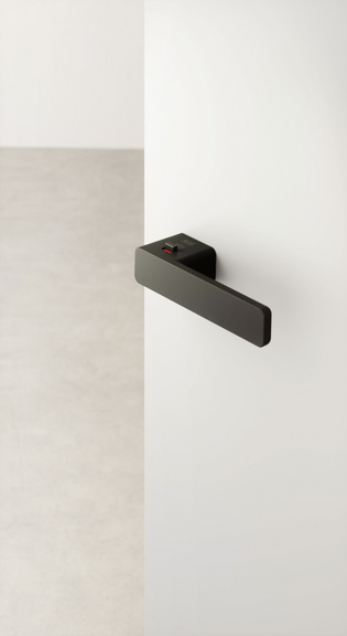 The illustration shows the R8 ONE smart2lock door handle in cashmere gray.