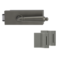Silhouette product image in perfect product view shows the Griffwerk revolving glass door lock set PURISTO S with handle CAROLA PIATTA S cashmere grey