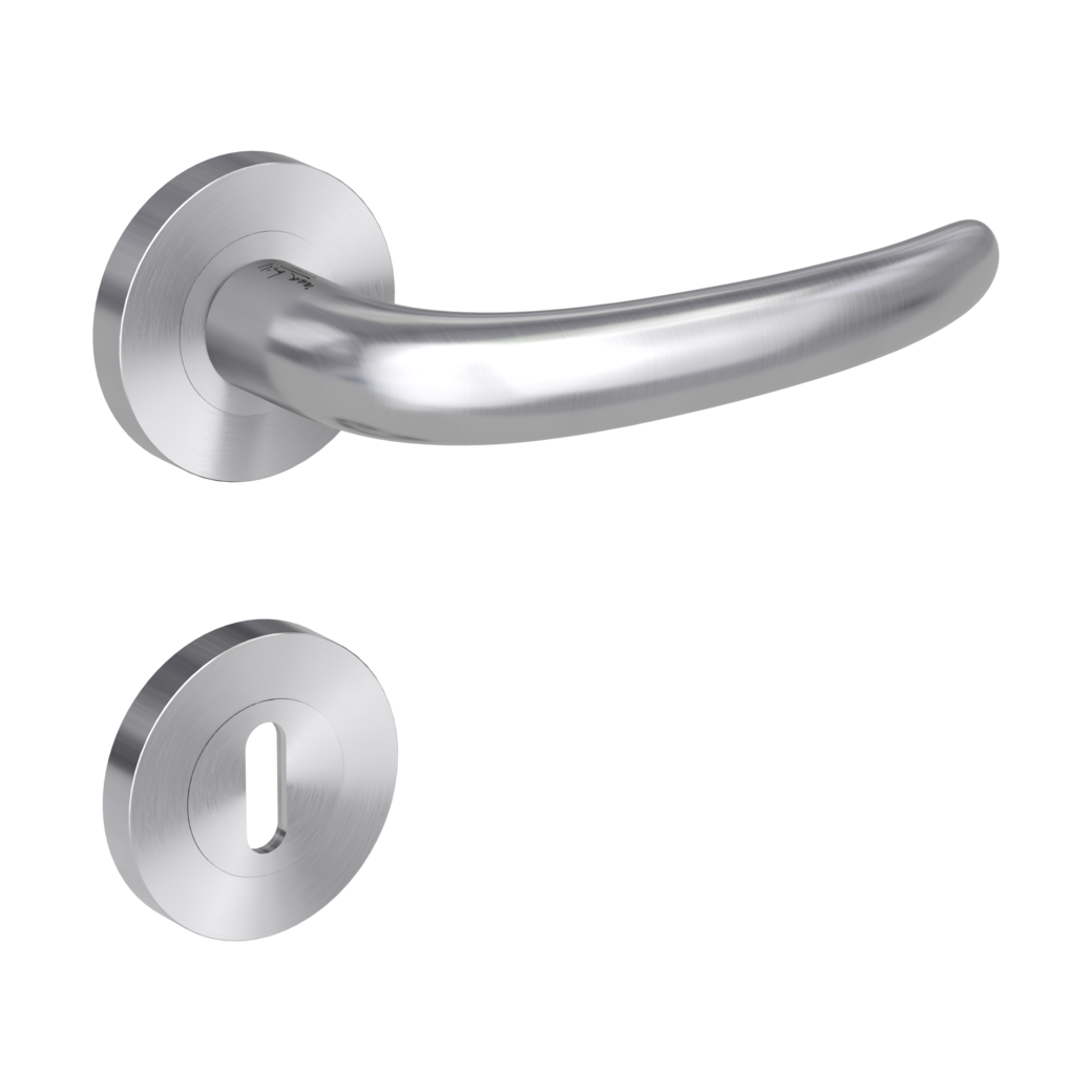 door handle set ULMER GRIFF PROF screw on cl4 rose set round mortice lock brushed steel