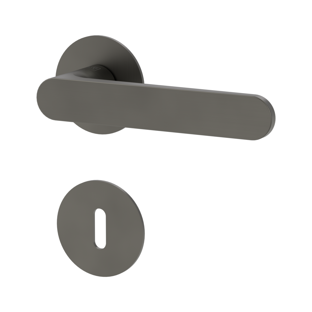 AVUS PIATTA S door handle set Flat escutcheons round Cipher bit cashmere grey