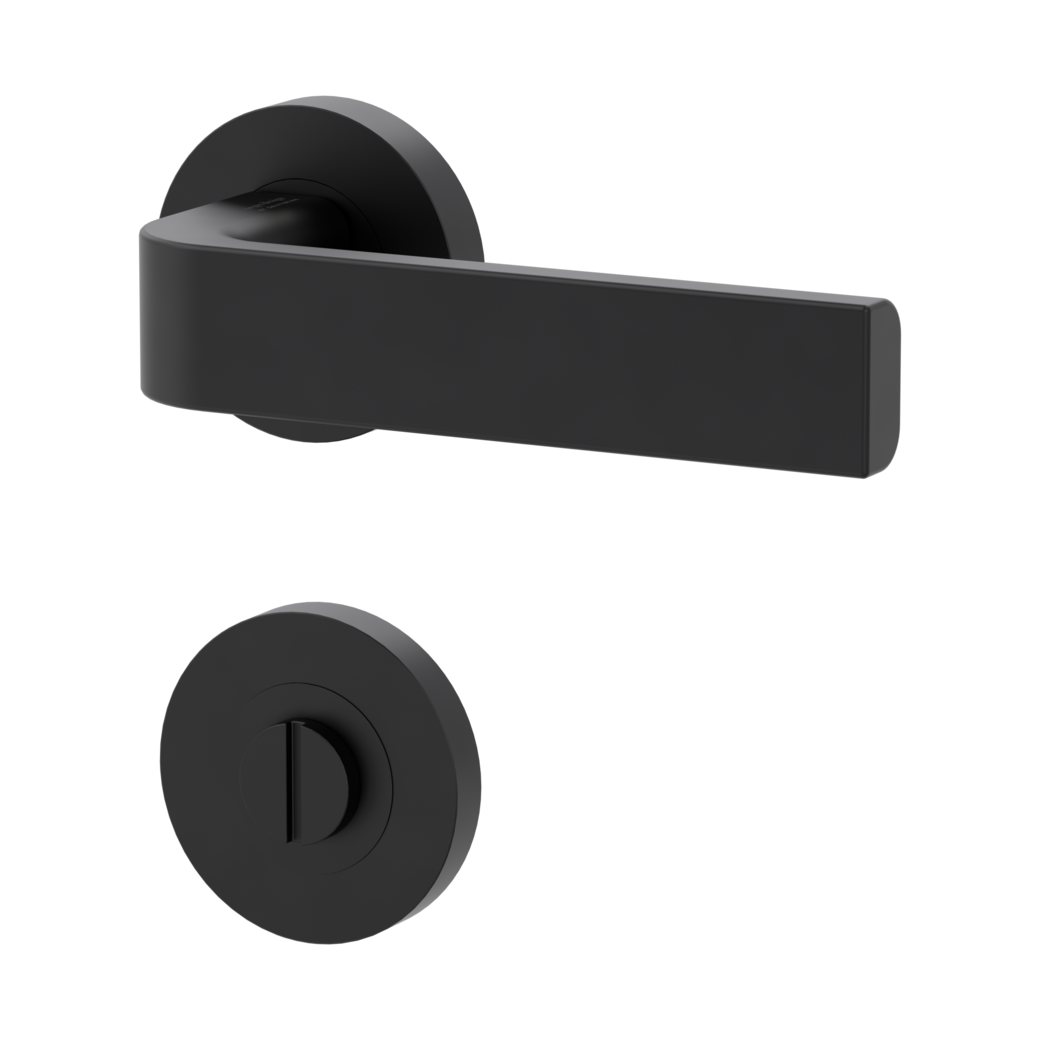 GRAPH door handle set Screw-on system GK4 round escutcheons WC graphite black