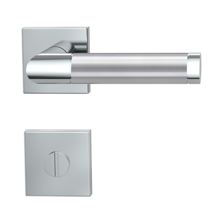 Isolated product image in perfect product view shows the GRIFFWERK rose set square CHRISTINA QUATTRO in the version turn and release - polished/brushed steel - clip on technique outside view