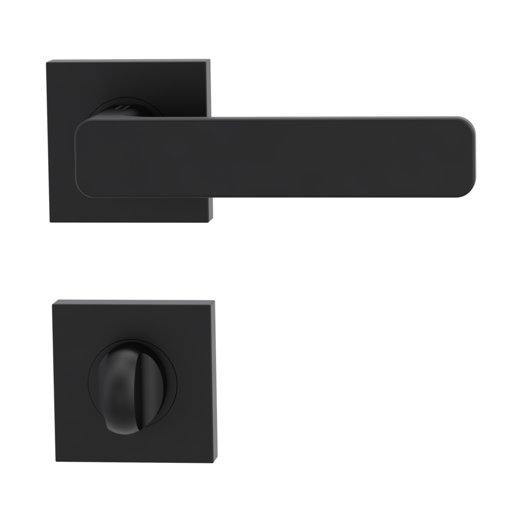 MINIMAL MODERN door handle set Screw-on sys.GK4 straight-edged escut. WC graphite black