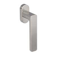 Silhouette product image in perfect product view shows the Griffwerk window handle MINIMAL MODERN in the version unlockable, velvety grey