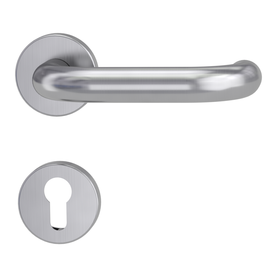 door handle set ALESSIA clip on cl3 rose set round euro profile brushed steel