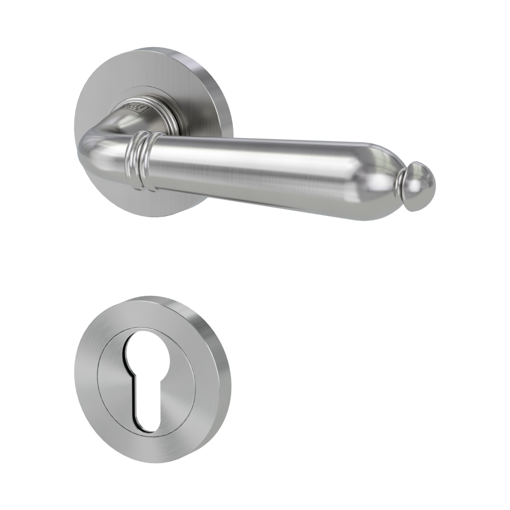 CAROLA door handle set Screw-on system GK4 round escutcheons Profile cylinder velvet grey