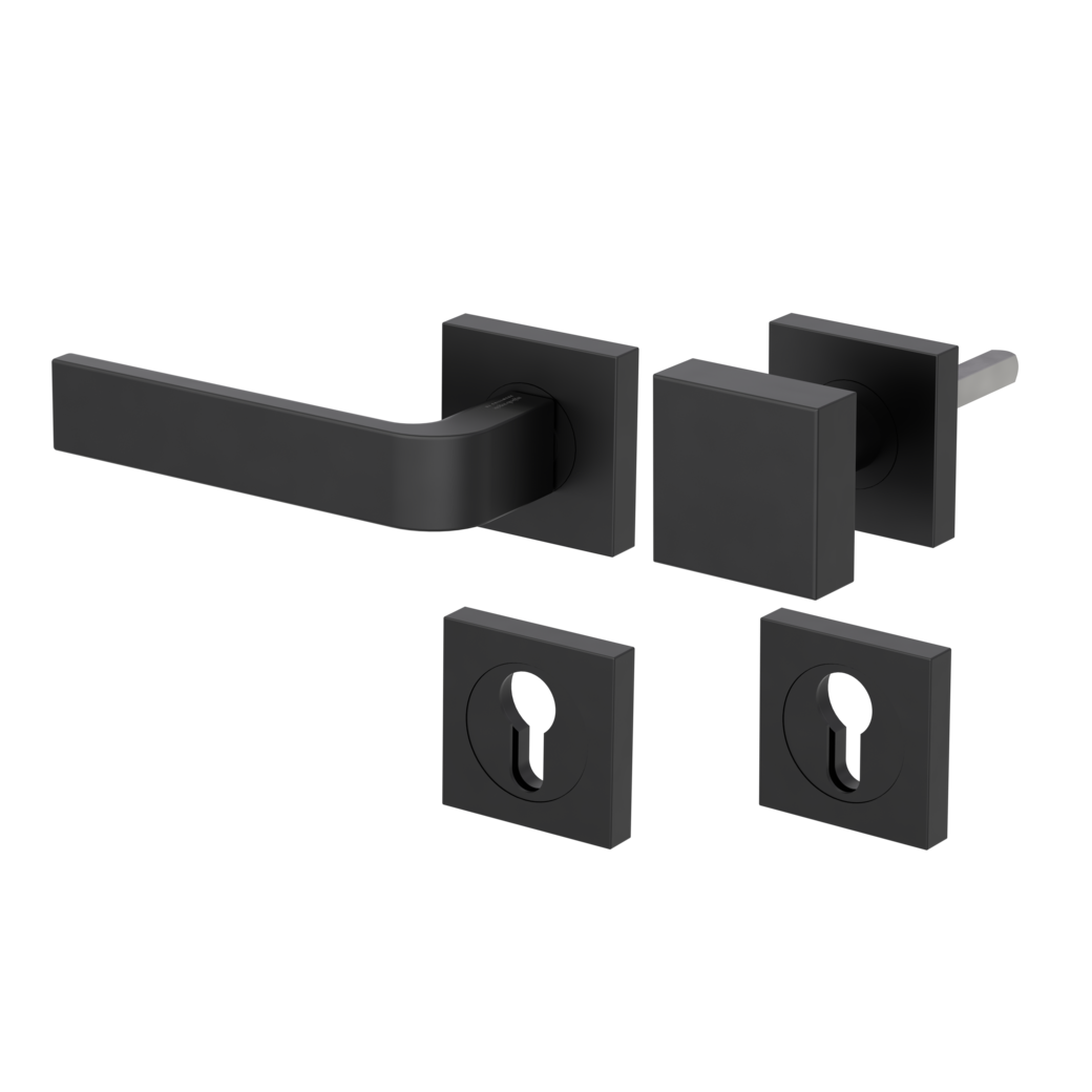 GRAPH alternate set Screw-on sys.GK4 straight-edged escut. Knob SQUARE 34-45mm graphite black L