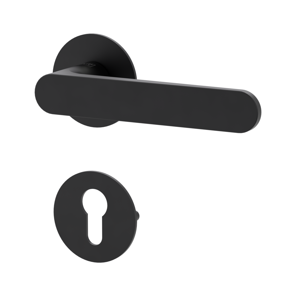 AVUS PIATTA S door handle set Flat escutcheons round Profile cylinder graphite black