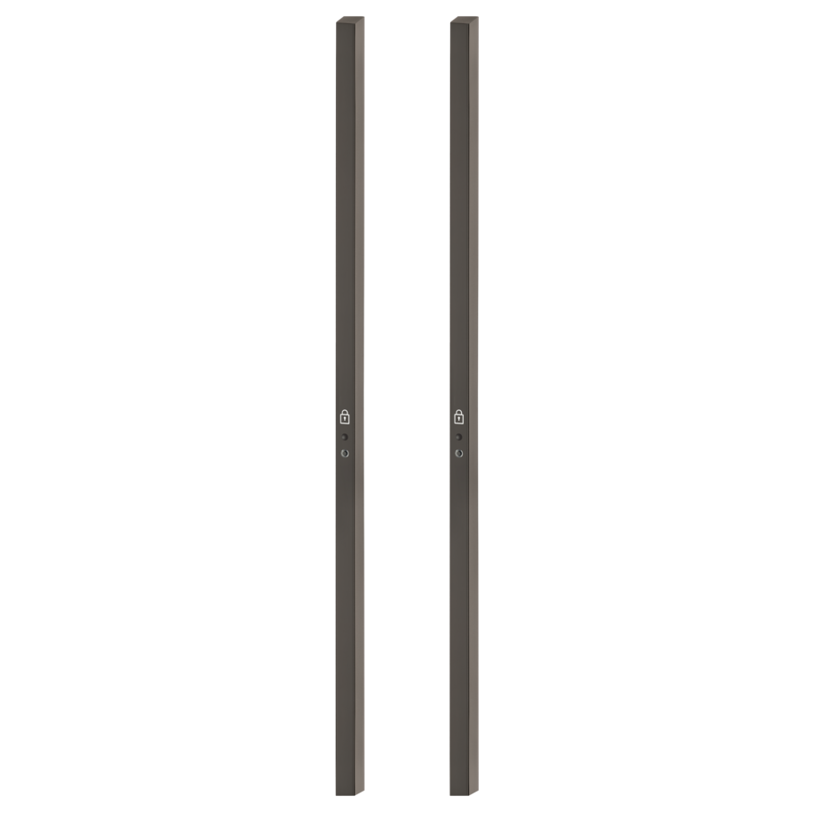 Freigestelltes Produktbild im idealen Blickwinkel fotografiert zeigt das Griffwerk Griffstangenpaar PLANEO GS_49017 in der Version smart2lock, Kaschmirgrau, Klebetechnik