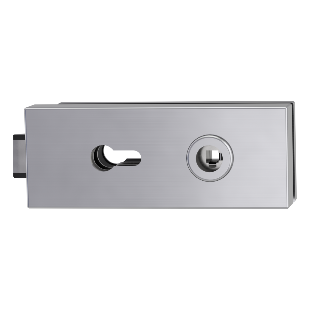 Glass door lock FABRICO euro profile L/R silent brushed steel look