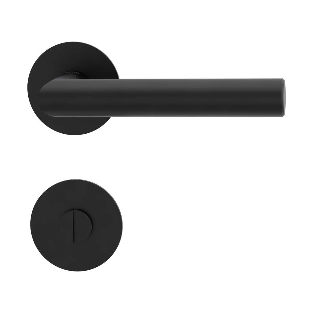 door handle set LUCIA PIATTA S flat rose rose set round wc graphite black