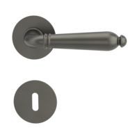 Silhouette product image in front view shows the Griffwerk handle CAROLA PIATTA S mortice lock, cashmere grey