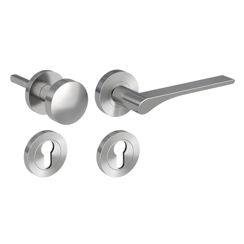 knob handle rose set LEAF LIGHT screw on cl4 rose set round knob R2 34-45mm velvety grey R