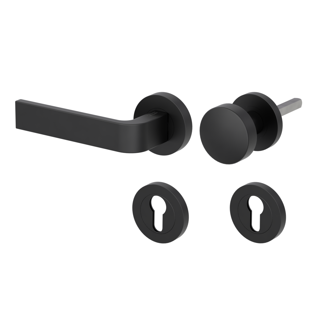 GRAPH alternate set Screw-on system GK4 round escutcheons Knob R2 34-45mm graphite black L
